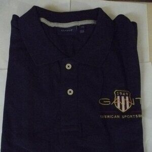 NWT GANT 1949 ARCHIVE SHIELD COTTON PIQUE POLO - NAVY -2XLARGE